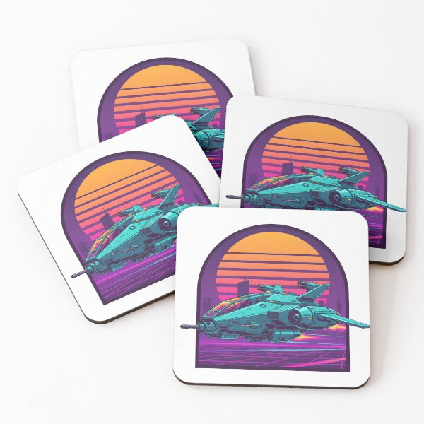 Item preview, Retro Futuristic Spaceship Neon City Vaporwave Style designed and sold by The-T-In-Retro.