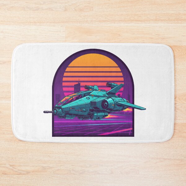 Item preview, Retro Futuristic Spaceship Neon City Vaporwave Style designed and sold by The-T-In-Retro.
