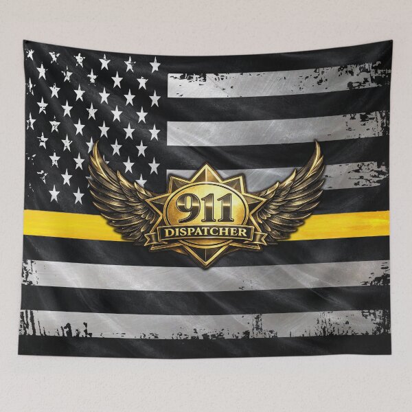 Item preview, 911 Dispatcher Badge – Thin Gold Line American Flag Design designed and sold by artistwill.