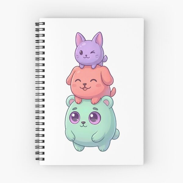 Item preview, Cute Pastel Bear Dog Cat Stack Trio designed and sold by D6rkT3chDemon.