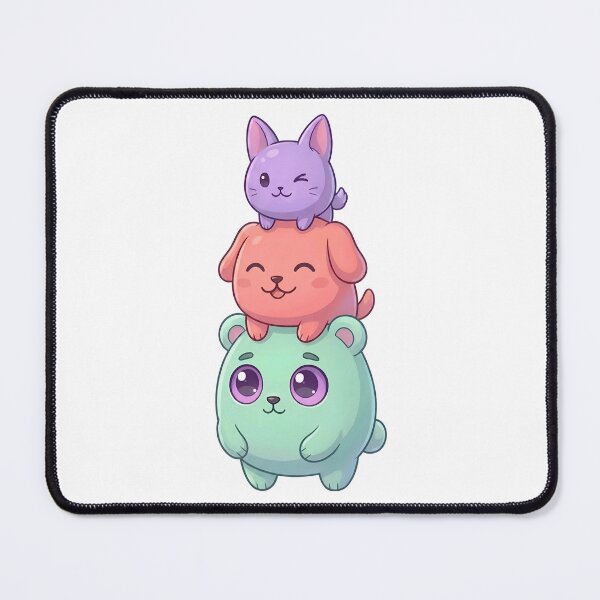 Item preview, Cute Pastel Bear Dog Cat Stack Trio designed and sold by D6rkT3chDemon.