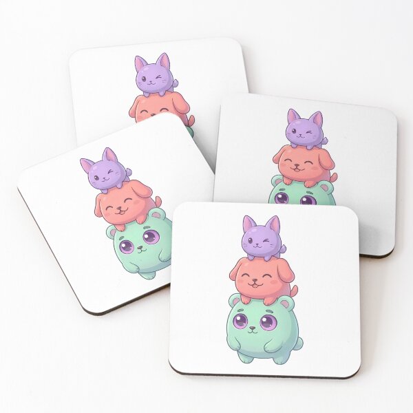 Item preview, Cute Pastel Bear Dog Cat Stack Trio designed and sold by D6rkT3chDemon.