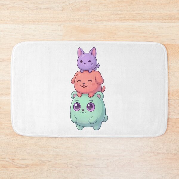 Item preview, Cute Pastel Bear Dog Cat Stack Trio designed and sold by D6rkT3chDemon.