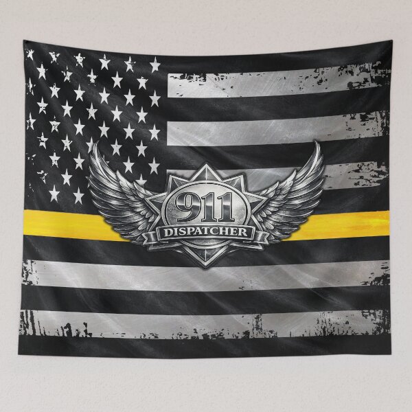 Item preview, 911 Dispatcher Badge – Thin Gold Line American Flag Design designed and sold by artistwill.