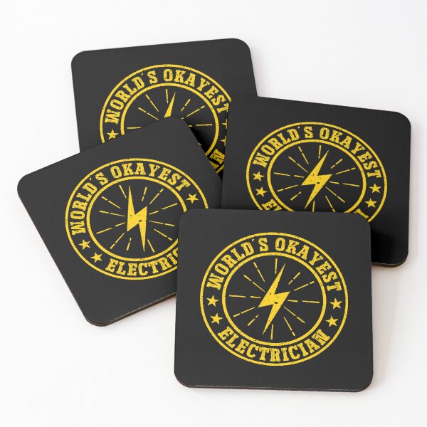 Item preview, World´s Okayest Electrician - Funny Quote Electric ThunderBolt Vintage Badge designed and sold by Dmetalx Art Apparel.