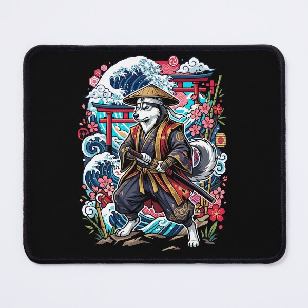 Item preview, Fierce Siberian Husky Ronin Vector Art With Great Wave designed and sold by Tong4130.