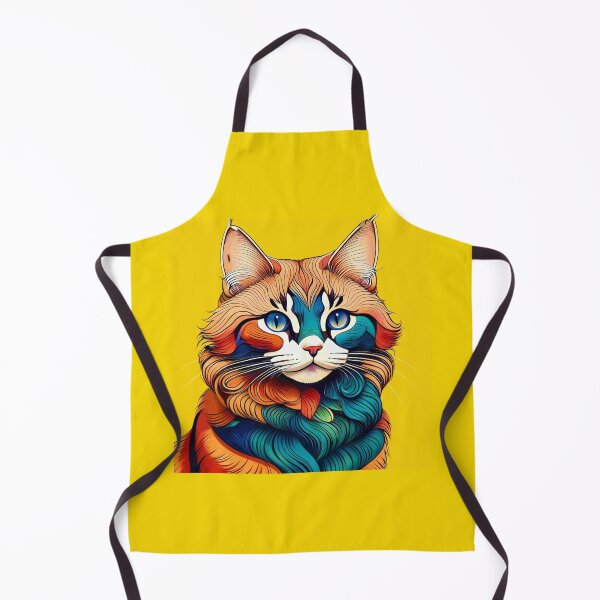 Item preview, Colorful Cat Portrait – Vibrant Psychedelic Kitty with Yellow Background designed and sold by MarZeDesigns .