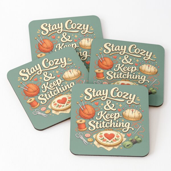 Item preview, Stay Cozy & Keep Stitching – Cute Sewing & Knitting Craft Design designed and sold by blankTeeShirt.