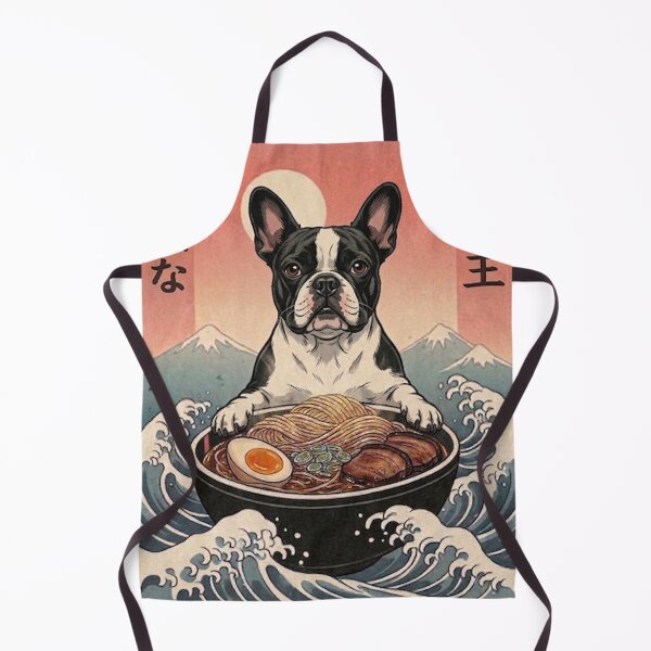 Item preview, Funny Pied French Bulldog Japanese Ramen Noodles Vintage Kanagawa Wave designed and sold by FurryHavenPH.