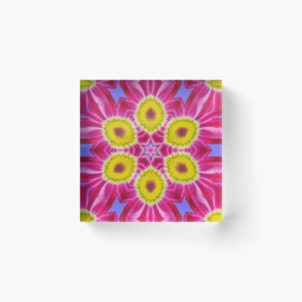 Aperçu de l'œuvre Pink Daisy Kaleidoscope on Violet Background – Artistic Floral Pattern créée et vendue par SilentBloomLab.