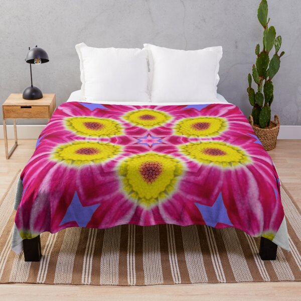 Item preview, Pink Daisy Kaleidoscope on Violet Background – Artistic Floral Pattern designed and sold by SilentBloomLab.