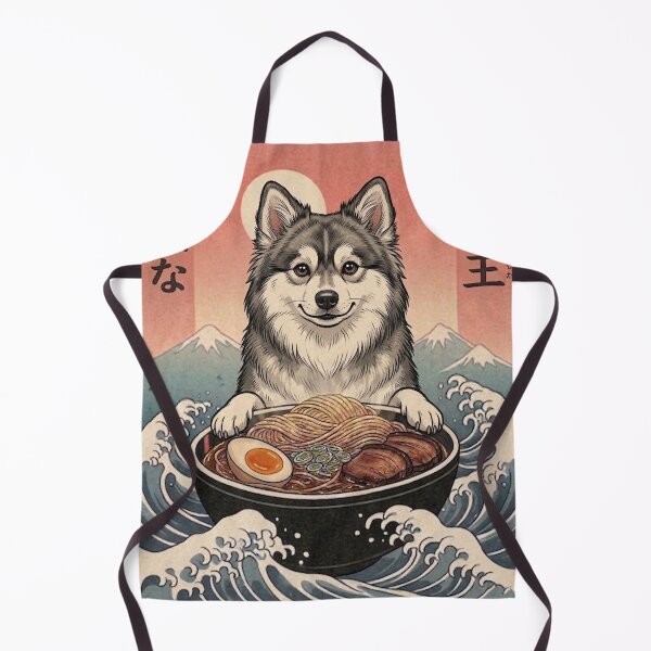 Item preview, Funny Pomsky Japanese Ramen Noodles Vintage Kanagawa Wave designed and sold by FurryHavenPH.