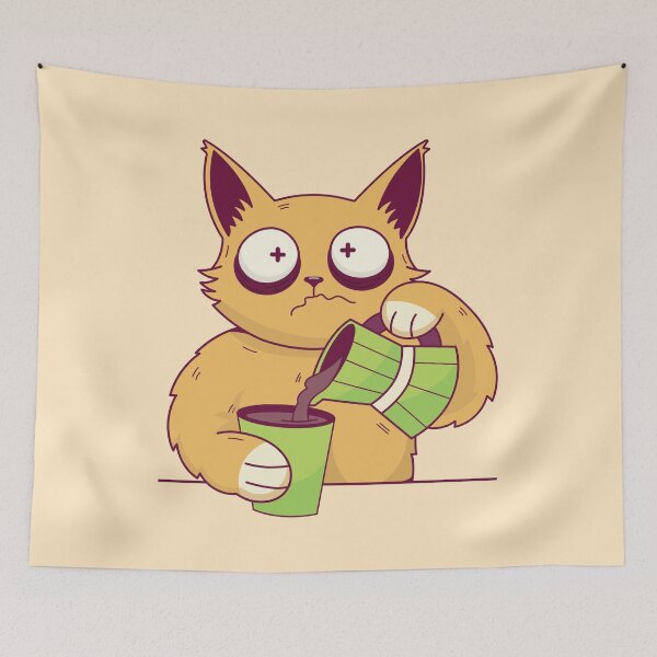 Item preview, Funny Jittery Cat Drinking Too Much Coffee designed and sold by Found Dream.