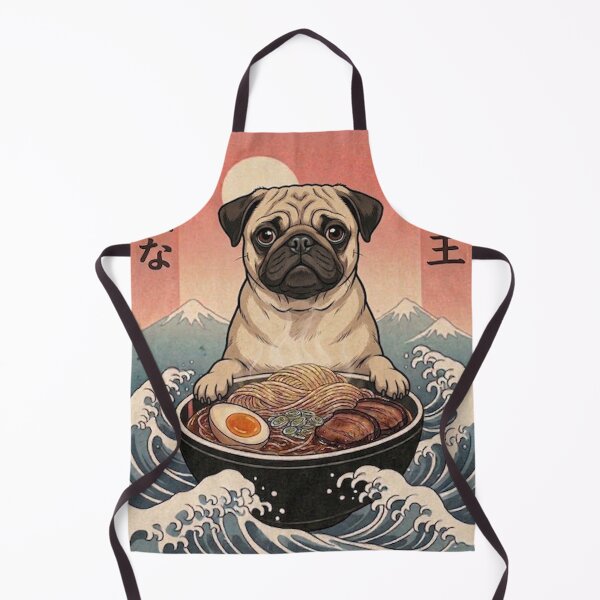 Item preview, Funny Pug Japanese Ramen Noodles Vintage Kanagawa Wave designed and sold by FurryHavenPH.