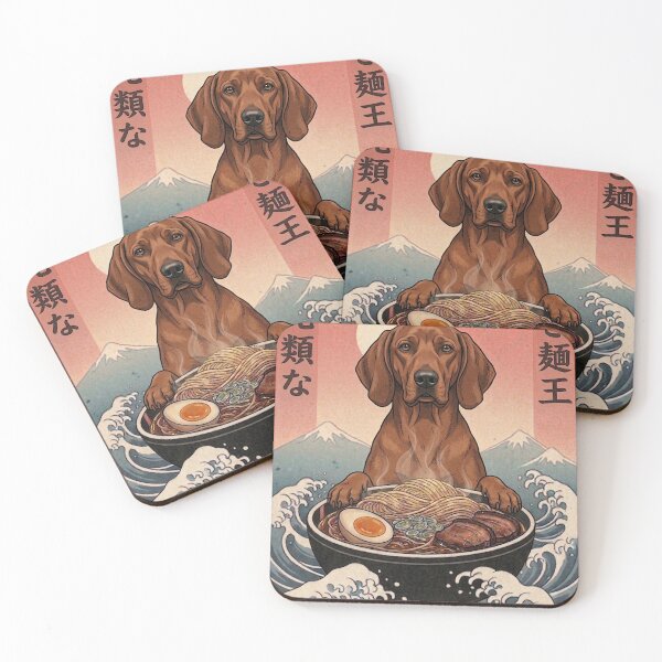 Item preview, Funny Redbone Coonhound Japanese Ramen Noodles Vintage Kanagawa Wave designed and sold by FurryHavenPH.