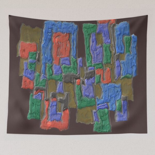 Item preview, cityscape cubism dark gouache colorful geometric abstract design designed and sold by SmashingDeals.