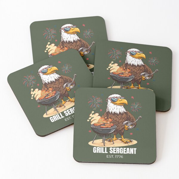Item preview, Grill Sergeant – Patriotic Eagle with Aviators and BBQ Grill 4th of July designed and sold by BoxofMoments.