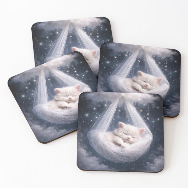 Item preview, White Kitten Hanging from a Cloud designed and sold by Maria Dryfhout.