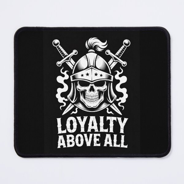 Item preview, Loyalty Above All Knight Skull Tattoo Emblem designed and sold by OldGloryForge.
