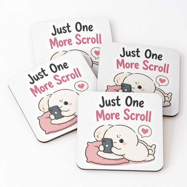 Artikelvorschau, Nur noch einmal scrollen – Lustiger Sticker zum Thema Handysucht (Social-Media-Meme) entworfen und verkauft von VibrantArtful7.