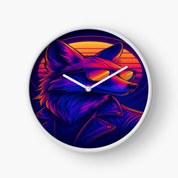 Item preview, Retro Neon Fox – Synthwave Style Digital Art designed and sold by AlgorithmiaArt.