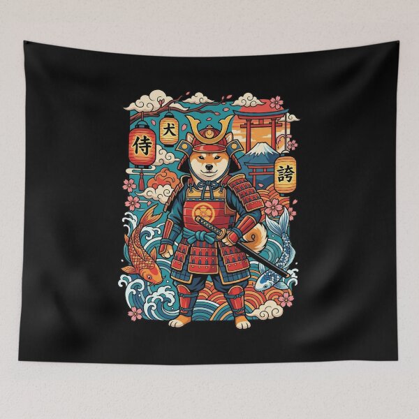 Item preview, Majestic Shiba Inu Samurai Dog Japanese Pop Art Illustration designed and sold by Tong4130.