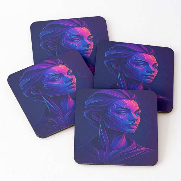Item preview, Aurora Nexus – Futuristic Cyberpunk Woman Digital Portrait designed and sold by AlgorithmiaArt.