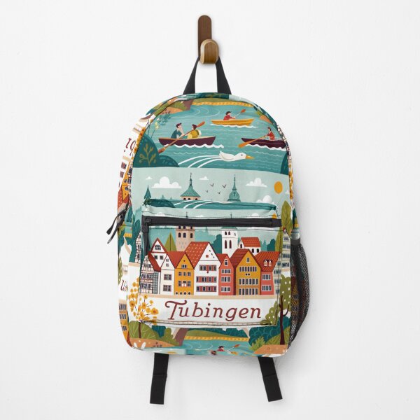 Item preview, Tübingen Germany Travel Poster | Colorful Old Town & River Scene Illustration | European Wall Art designed and sold by Witsprings.