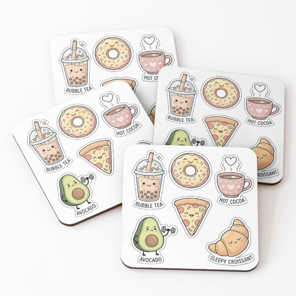 Item preview, Cute Kawaii Food Sticker Pack - Happy Bubble Tea, Donut, Avocado, Pizza & More designed and sold by SimpleP.