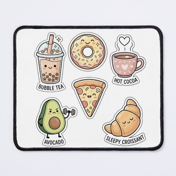 Item preview, Cute Kawaii Food Sticker Pack - Happy Bubble Tea, Donut, Avocado, Pizza & More designed and sold by SimpleP.