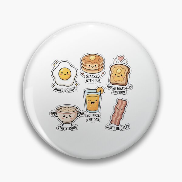 Item preview, Cute Kawaii Breakfast Sticker Pack - Happy Eggs, Toast & Pancakes designed and sold by SimpleP.
