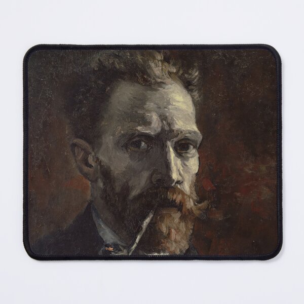 Item preview, Self Portrait With Pipe by Vincent van Gogh: Moody Post Impressionist Poster designed and sold by artofuniverse.