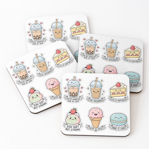 Item preview, Kawaii Boba and Sweets Sticker Set - Cute Bubble Tea & Dessert Doodles designed and sold by SimpleP.