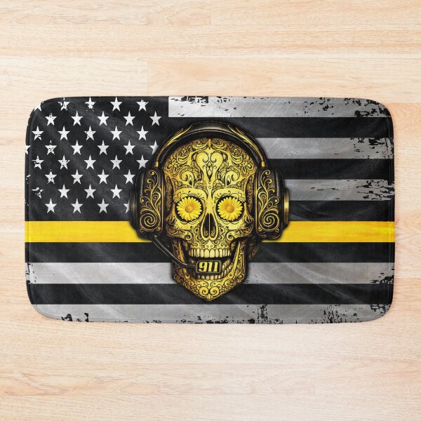 Item preview, 911 Dispatcher Sugar Skull – Thin Gold Line American Flag Design designed and sold by artistwill.