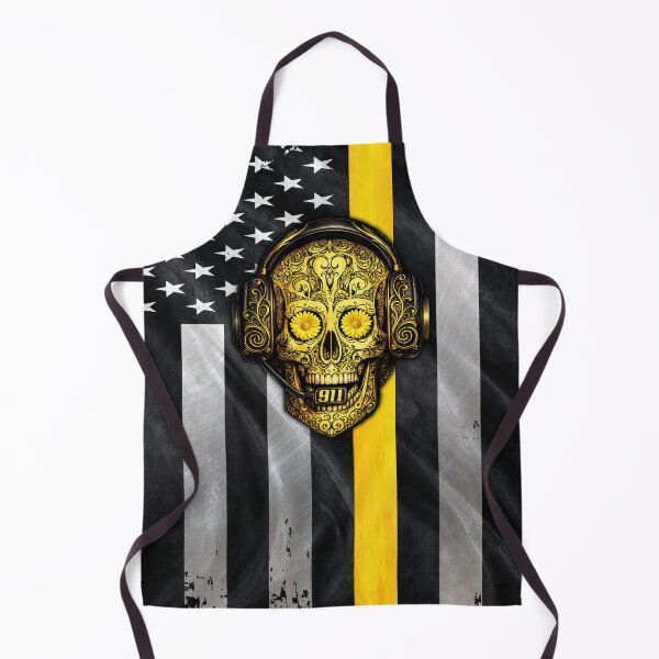 Item preview, 911 Dispatcher Sugar Skull – Thin Gold Line American Flag Design designed and sold by artistwill.