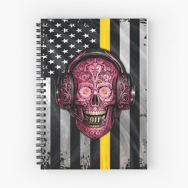 Item preview, 911 Dispatcher Sugar Skull – Thin Gold Line American Flag Design designed and sold by artistwill.