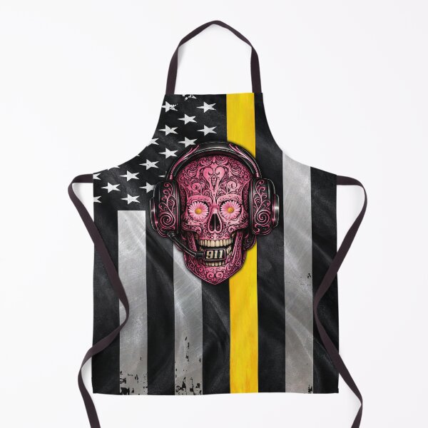 Item preview, 911 Dispatcher Sugar Skull – Thin Gold Line American Flag Design designed and sold by artistwill.