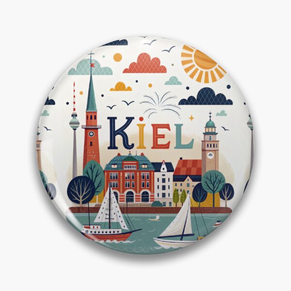 Item preview, Kiel Germany Travel Poster | Harbor Sailboats & Coastal City Illustration | Baltic Sea Wall Art designed and sold by Witsprings.