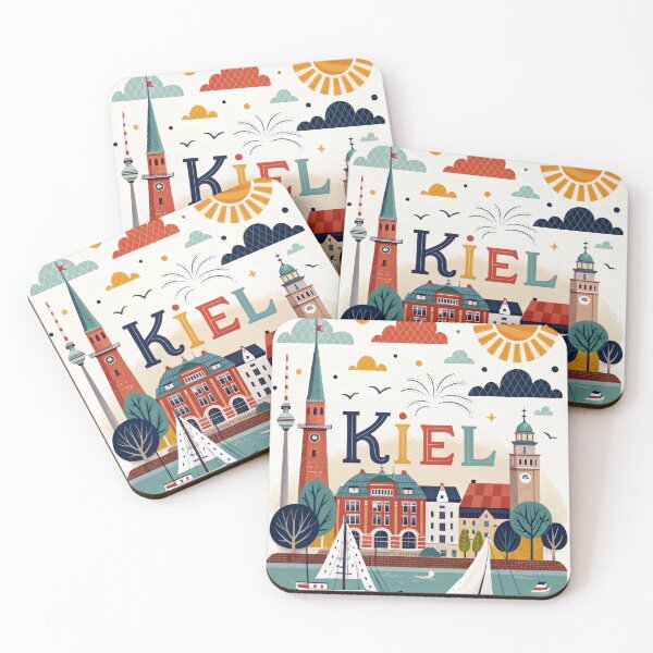 Item preview, Kiel Germany Travel Poster | Harbor Sailboats & Coastal City Illustration | Baltic Sea Wall Art designed and sold by Witsprings.