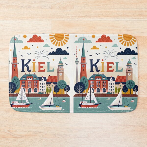 Item preview, Kiel Germany Travel Poster | Harbor Sailboats & Coastal City Illustration | Baltic Sea Wall Art designed and sold by Witsprings.