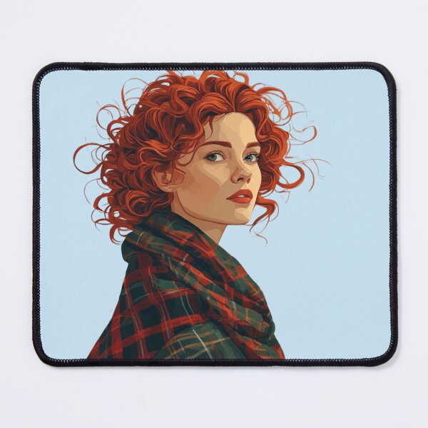 Item preview, Retrato de cuadros con rizos carmesí designed and sold by sanorastyle.
