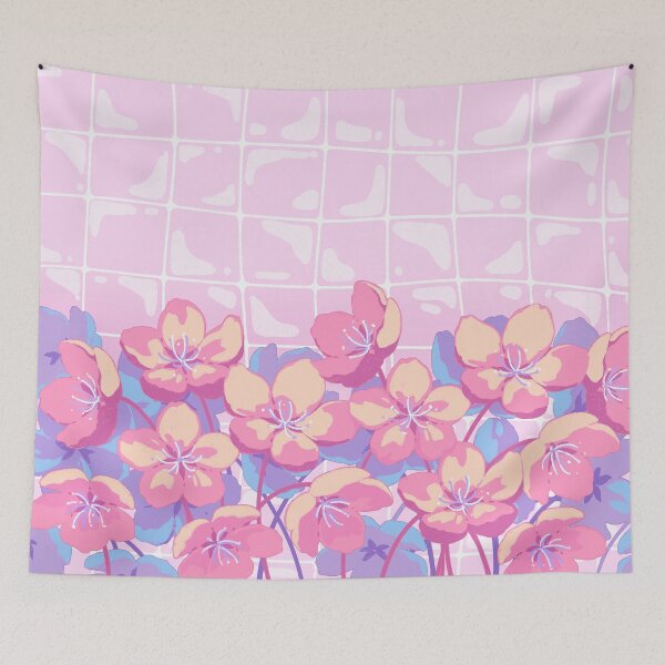 Item preview, Cute Colorful Floral Illustration Pink Yellow Flowers Aesthetic designed and sold by MinimalAnGo.