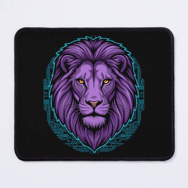 Item preview, Cyberpunk Lion Head Neon Purple Futuristic Sci-Fi King designed and sold by el.azraq.
