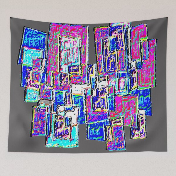 Item preview, cityscape cubism dark e7 colorful geometric abstract design designed and sold by SmashingDeals.
