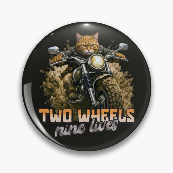 Item preview, Orange Cat Motorcycle Art – Two Wheels Nine Lives Biker Print Design designed and sold by PixelsPaws.