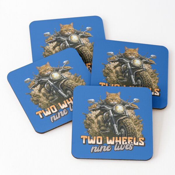 Item preview, Orange Cat Motorcycle Art – Two Wheels Nine Lives Biker Print Design designed and sold by PixelsPaws.
