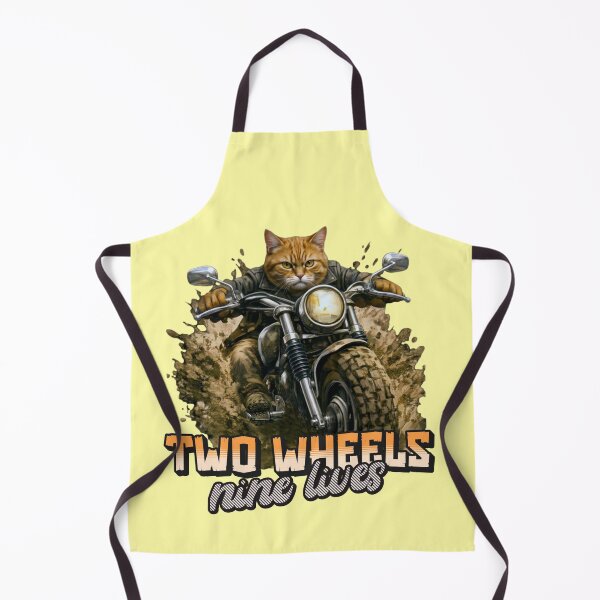 Item preview, Orange Cat Motorcycle Art – Two Wheels Nine Lives Biker Print Design designed and sold by PixelsPaws.