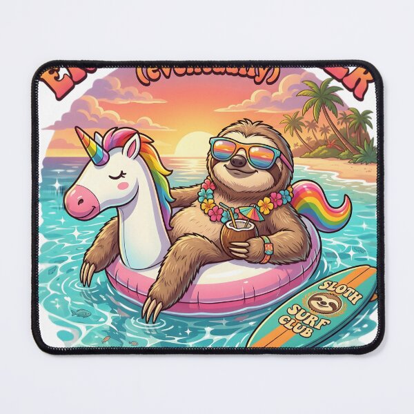 Item preview, Endless Summer Chill Mode Permanent Cute Sloth Unicorn Pool Design designed and sold by VibeFusionX.