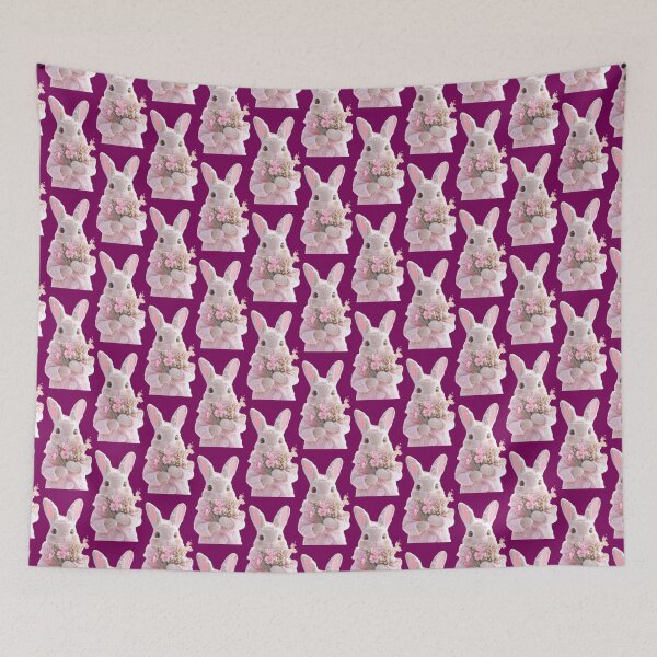 Item preview, Cute Bunny With Flowers | Kawaii Aesthetic Rabbit Cottagecore Design designed and sold by PixelVibe Art.