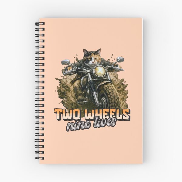 Item preview, Calico Cat Motorcycle Art – Two Wheels Nine Lives Biker Cat Print Design designed and sold by PixelsPaws.